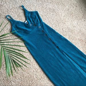 Urban Outfitters Blue Corduroy Button Midi Dress